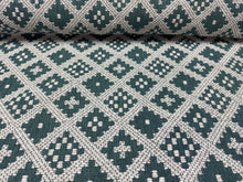 Load image into Gallery viewer, OPUZEN 7347-7412 Avon Teal Diamond Geometric Pattern Green Off White Durable Upholstery Fabric STA 6187