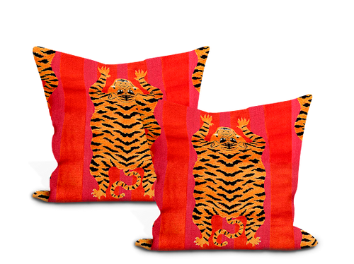 Schumacher Jokhang Tiger Velvet Pillow Cover