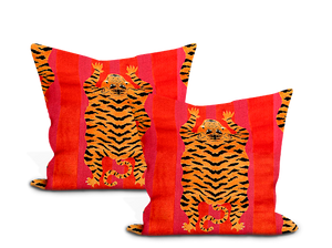 Schumacher Jokhang Tiger Velvet Pillow Cover