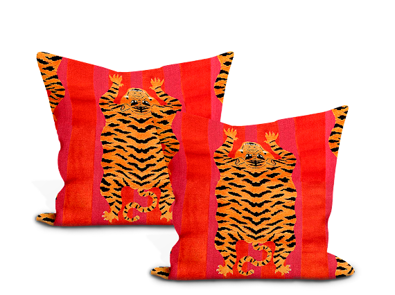 Schumacher Jokhang Tiger Velvet Pillow Cover
