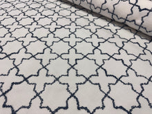 Load image into Gallery viewer, MariaFlora Montecito Herrero Star And Cross -100 Blue Geometric Performance Outdoor Embroidered Upholstery Fabric STA 6191