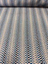 Load image into Gallery viewer, Cowtan &amp; Tout Manuel Canovas Daksha Ciel Blue Taupe Navy Check Stripe Upholstery Fabric