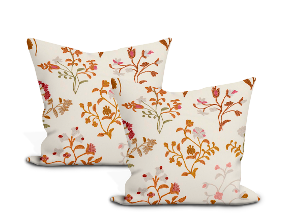 Schumacher Raleigh Crewel Embroidery Pillow Cover