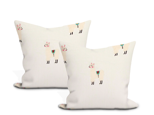 Schumacher Llama Embroidery Pillow Cover