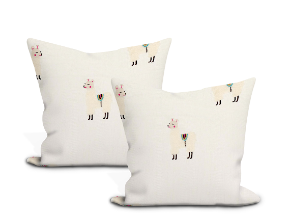 Schumacher Llama Embroidery Pillow Cover