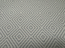 Load image into Gallery viewer, Designer Ivory Beige Blue Geometric Diamond Pattern Woven Performance Upholstery Fabric