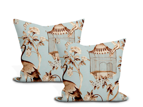 Schumacher Oiseaux Et Fleurs Pillow Cover