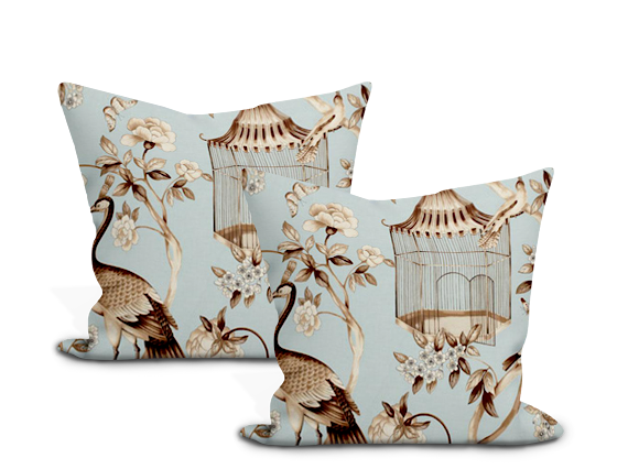 Schumacher Oiseaux Et Fleurs Pillow Cover