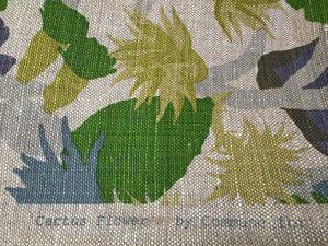 Cactus Flower Linen Fabric in the Green By Christopher Farr Cloth
