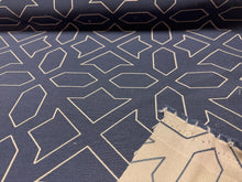 Load image into Gallery viewer, Momentum Alhambra 401 - 51 Midnight Abstract Navy Blue Beige Geometric Stain Resistant Upholstery Fabric