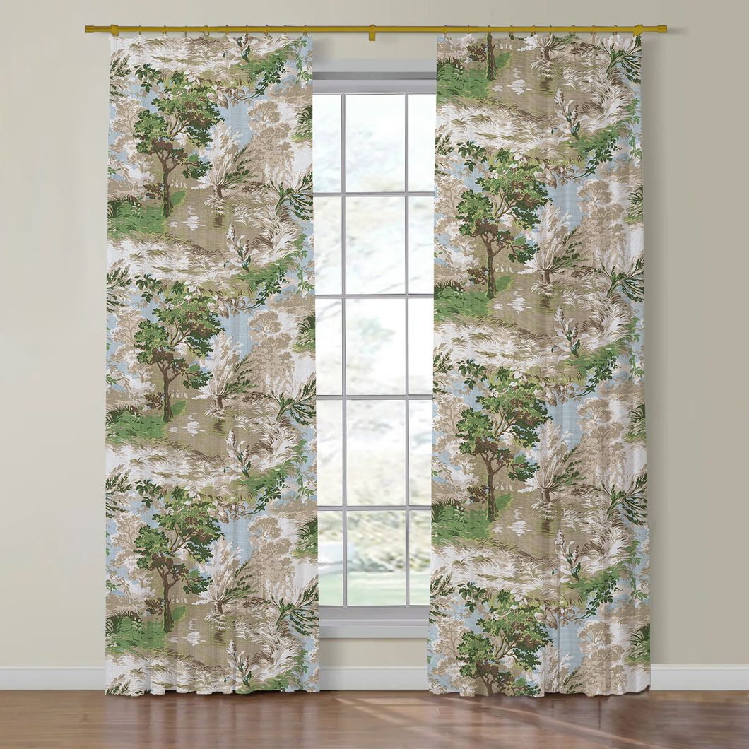 Thibaut Lincoln toile Side Drapery Panels