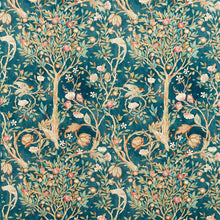 Load image into Gallery viewer, Melsetter House Indigo Teal Green By Morris &amp; Co Birds Fruit Tree Flowerheads Linen Blend Home Decorative Fabric