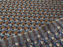 Load image into Gallery viewer, Remnant S. Harris Momentum 01 Durable Woven Geometric Teal Blue  Rustic Brown Black with Small white Dots Upholstery Fabric