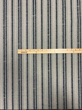 Load image into Gallery viewer, Peter Dunham Majorelle Ocean Homespun Ticking Stripe Pattern Navy Blue Cream Performance Woven Fabric STA 6401