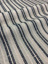 Load image into Gallery viewer, Peter Dunham Majorelle Ocean Homespun Ticking Stripe Pattern Navy Blue Cream Performance Woven Fabric STA 6401