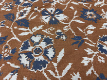 Load image into Gallery viewer, 1.5 Yards Virginia Kraft Textiles Hana Caramel Navy Digital Japanese Flower Printed Cotton Home Decor Fabric STA 6213