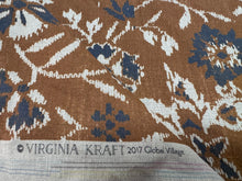 Load image into Gallery viewer, 1.5 Yards Virginia Kraft Textiles Hana Caramel Navy Digital Japanese Flower Printed Cotton Home Decor Fabric STA 6213