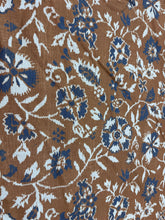 Load image into Gallery viewer, 1.5 Yards Virginia Kraft Textiles Hana Caramel Navy Digital Japanese Flower Printed Cotton Home Decor Fabric STA 6213