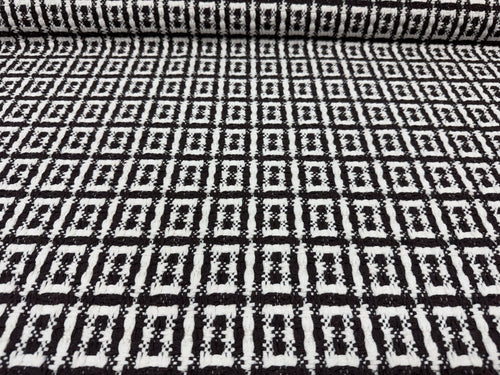 Dedar Crochet Home Sweet Home Ebano Brown White Macro Tweed Knitted Jacquard Pattern Heavy Duty Woven Upholstery Fabric