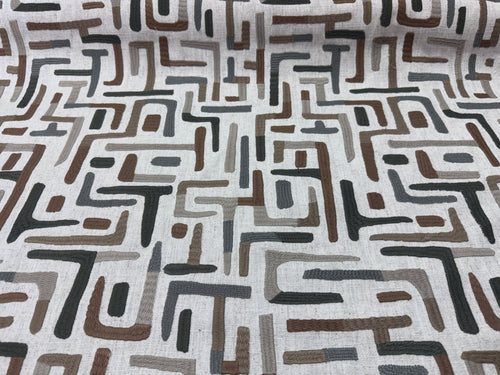 Remnant Stroheim Varanasi Caramel Contemporary Geometric Various Shades Jacquard Woven Home Decor Fabric STA 6221