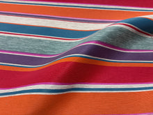 Load image into Gallery viewer, Osborne &amp; Little Spiaggia 3 Coral Red Teal Blue Purple Horizontal Stripe Woven Upholstery Fabric STA 6223