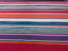 Load image into Gallery viewer, Osborne &amp; Little Spiaggia 3 Coral Red Teal Blue Purple Horizontal Stripe Woven Upholstery Fabric STA 6223