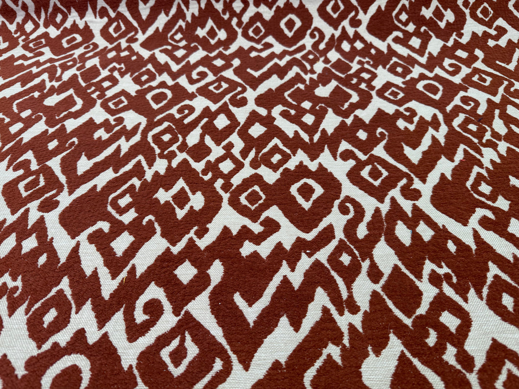 Astoria Brick Chenille Damask Beige Linen- Like Background Crypton Green Woven Upholstery Fabric