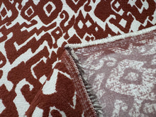 Load image into Gallery viewer, Astoria Brick Chenille Damask Beige Linen- Like Background Crypton Green Woven Upholstery Fabric