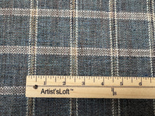 Load image into Gallery viewer, Magnolia Oliver Bluestone Classic Check Pattern Various Shades Blue Gray Beige White Woven Textured Upholstery Fabric