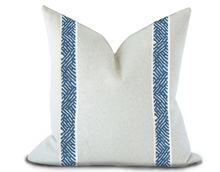 Load image into Gallery viewer, Custom Made Pillow Cover with Thibaut Cobble Hill Tape in Bermuda / Self-Piping