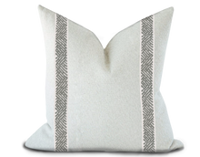 Load image into Gallery viewer, Custom Made Pillow Cover with Thibaut Cobble Hill Tape in Platinum/ Self-Piping
