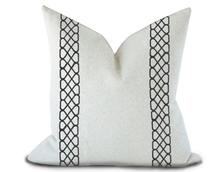 Load image into Gallery viewer, Custom Made Pillow Cover with Thibaut Ripley Applique Tape in Onyx / Self-Piping