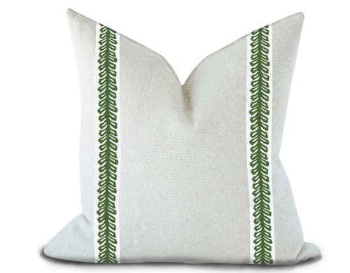 Custom Made Pillow Cover with Thibaut Lenox Tape in Kelly / Self-Piping