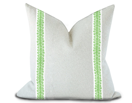 Custom Made Pillow Cover with Thibaut Lenox Tape in Spring/ Self-Piping