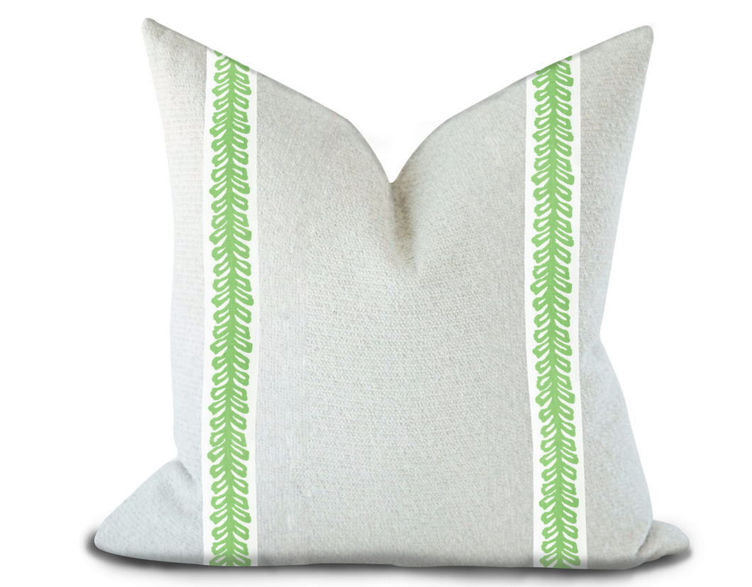 Custom Made Pillow Cover with Thibaut Lenox Tape in Spring/ Self-Piping