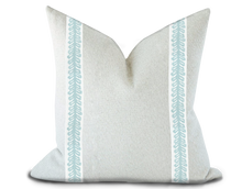 Load image into Gallery viewer, Custom Made Pillow Cover with Thibaut Lenox Tape in Mist / Self-Piping