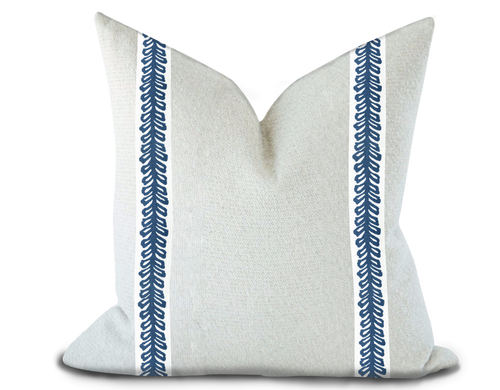 Custom Made Pillow Cover with Thibaut Lenox Tape in Bermuda / Self-Piping