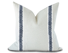 Load image into Gallery viewer, Custom Made Pillow Cover with Thibaut Lenox Tape in Navy/ Self-Piping