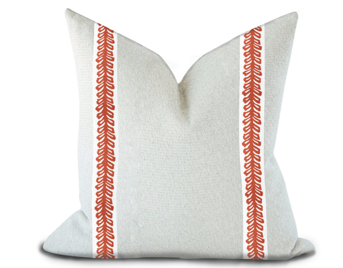 Custom Made Pillow Cover with Thibaut Lenox Tape in Caral / Self-Piping