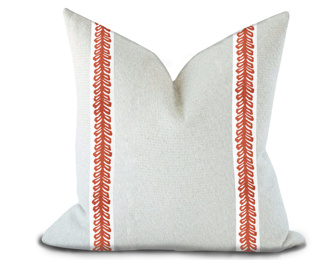 Custom Made Pillow Cover with Thibaut Lenox Tape in Caral / Self-Piping