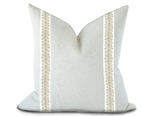 Custom Made Pillow Cover with Thibaut Lenox Tape in Linen / Self-Piping