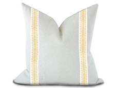 Load image into Gallery viewer, Custom Made Pillow Cover with Thibaut Lenox Tape in Sunshine / Self-Piping