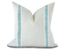 Load image into Gallery viewer, Custom Made Pillow Cover with Thibaut Lenox Tape in Sky / Self-Piping