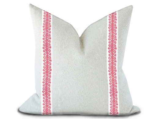 Custom Made Pillow Cover with Thibaut Lenox Tape in Peony / Self-Piping