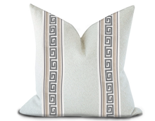 Load image into Gallery viewer, Custom Made Pillow Cover with Thibaut Avenue Tape in Linen and Platinum / Self-Piping