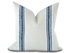 Load image into Gallery viewer, Custom Made Pillow Cover with Thibaut Norway Tape in Navy / Self-Piping