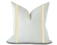 Load image into Gallery viewer, Custom Made Pillow Cover with Thibaut Dash Tape in White on Sunshine / Self-Piping
