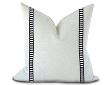 Load image into Gallery viewer, Custom Made Pillow Cover with Thibaut Dash Tape in White on Onyx / Self-Piping