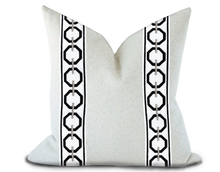 Load image into Gallery viewer, Custom Made Pillow Cover with Thibaut Katonah Tape in Onyx and Nickel / Self-Piping