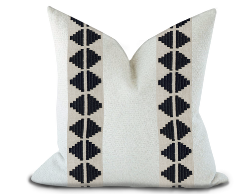 Custom Made Pillow Cover with Thibaut King’s  point Tape in Onyx / Self-Piping